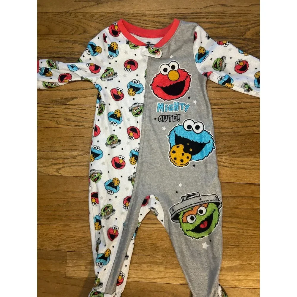 Sesame Street Elmo Mighty Cute Fleece Footie Pajamas 18 Months Toddler Sleep